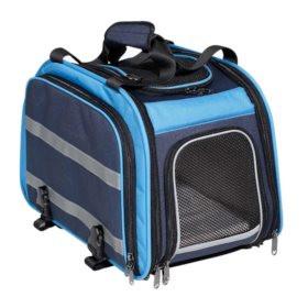 Nantucket Pet Expendable Rear Pet Carrier Light Blue/Navy 16.75x10.5x11.5 Expands to 30